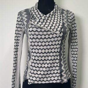 BCBGMAXAZRIA Asymmetrical Zip Knit Moto Jacket Size Small